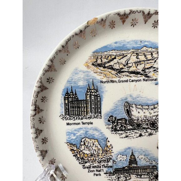 Vintage Utah Souvenir Plate With Grand Canyon & Landmarks - Picture 13 of 14